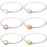 925 Silver Ball & Barrel Clasp Snake Chain Bangle for Bracelet DIY