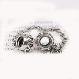 925 Silver Love Heart Safety Chain Bead Charm Fit Bracelet Bangle