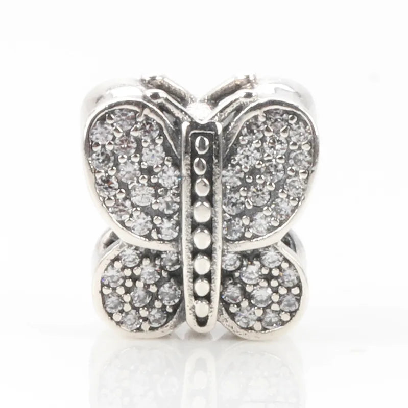 925 Silver Three Butterfly Beads Women Bracelet & Necklace Diy Jewelry