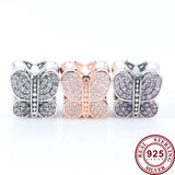 925 Silver Three Butterfly Beads Women Bracelet & Necklace Diy Jewelry
