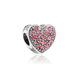 925 Silver Heart Crystal Bead for Bracelet & Necklace