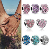 925 Silver Heart Crystal Bead for Bracelet & Necklace