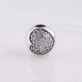 925 Silver Beads Sparkling Heart Charms for Bracelets Jewelry Making