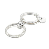 925 Silver Beads Heart Bag Charm Holder Key Ring for Bracelet