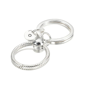 925 Silver Beads Heart Bag Charm Holder Key Ring for Bracelet