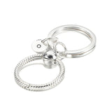 925 Silver Beads Heart Bag Charm Holder Key Ring for Bracelet