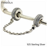 925 Silver Pave Inspiration Safety Chain Charm for Bracelets