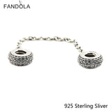 925 Silver Pave Inspiration Safety Chain Charm for Bracelets