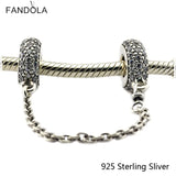 925 Silver Pave Inspiration Safety Chain Charm for Bracelets