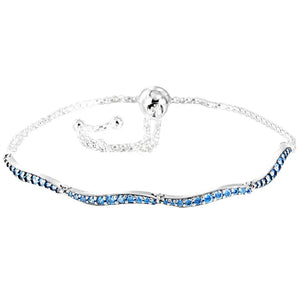 925 Silver Wavy Tennis Bracelet Adjustable for Charm DIY Jewelry