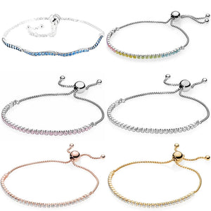 925 Silver Wavy Tennis Bracelet Adjustable for Charm DIY Jewelry