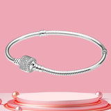 925 Silver Bracelet Star Clasp Snake Chain Rose DIY Charms Bracelet