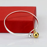925 Silver Bracelet Women's Ball Pendant Bangle Anniversary Gift