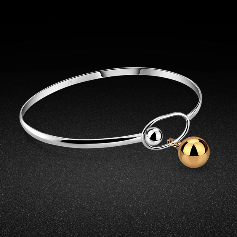 925 Silver Bracelet Women's Ball Pendant Bangle Anniversary Gift