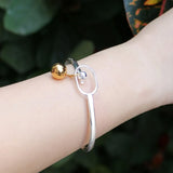 925 Silver Bracelet Women's Ball Pendant Bangle Anniversary Gift