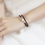 925 Silver Bracelet Double Leather Women Jewelry Gift