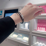 925 Silver Bracelet Double Leather Women Jewelry Gift