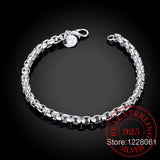 925 Silver Link Chain Bracelet Bangle Men Women Jewelry Gift