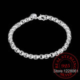 925 Silver Link Chain Bracelet Bangle Men Women Jewelry Gift