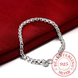 925 Silver Link Chain Bracelet Bangle Men Women Jewelry Gift