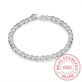 925 Silver Link Chain Bracelet Bangle Men Women Jewelry Gift