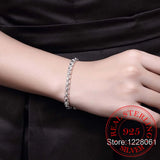 925 Silver Link Chain Bracelet Bangle Men Women Jewelry Gift