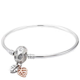 925 Silver Castle Leaves Daisy Snowflake Clasp Bracelet Bangle