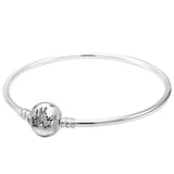 925 Silver Castle Leaves Daisy Snowflake Clasp Bracelet Bangle