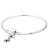 925 Silver Castle Leaves Daisy Snowflake Clasp Bracelet Bangle