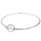 925 Silver Castle Leaves Daisy Snowflake Clasp Bracelet Bangle