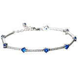 925 Silver Celestial Stars Daisy Chain Bracelet with Stones Pave Bar