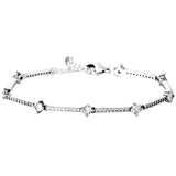 925 Silver Celestial Stars Daisy Chain Bracelet with Stones Pave Bar