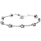 925 Silver Celestial Stars Daisy Chain Bracelet with Stones Pave Bar