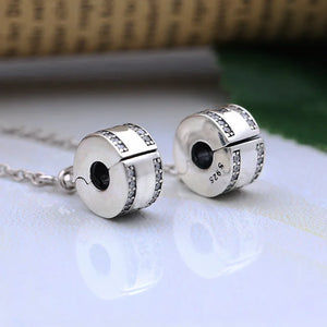 925 Silver Charm Insignia Crystal Safety Chain Bead for pan Bracelet Bangle