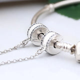 925 Silver Charm Insignia Crystal Safety Chain Bead for pan Bracelet Bangle