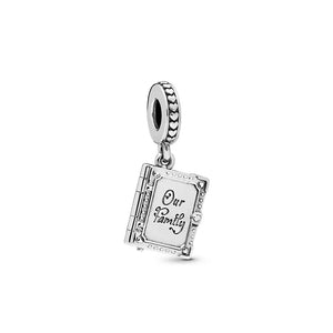 925 Silver Mother's Love Family Book Pendant for Bracelet & Necklace