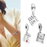 925 Silver Mother's Love Family Book Pendant for Bracelet & Necklace