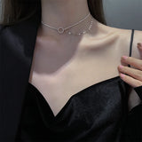 925 Silver Circle Double Link Necklace Choker Chain Gothic Vintage