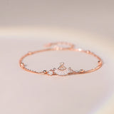 925 Silver Small Fan Charm Bracelet with Zircon Inlay