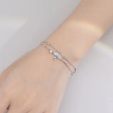 925 Silver Small Fan Charm Bracelet with Zircon Inlay