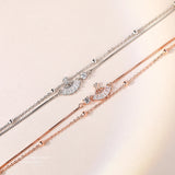 925 Silver Small Fan Charm Bracelet with Zircon Inlay