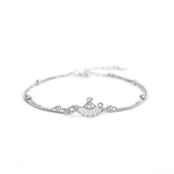 925 Silver Small Fan Charm Bracelet with Zircon Inlay