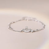 925 Silver Small Fan Charm Bracelet with Zircon Inlay