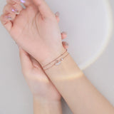925 Silver Small Fan Charm Bracelet with Zircon Inlay