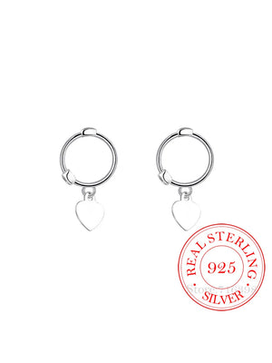 925 Silver Heart Hoop Earrings For Women Wedding Party