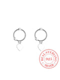 925 Silver Heart Hoop Earrings For Women Wedding Party