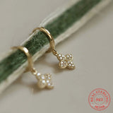 925 Sterling Silver Cz Cross Flower Earrings Women Jewelry Wedding Party Gift