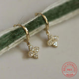 925 Sterling Silver Cz Cross Flower Earrings Women Jewelry Wedding Party Gift