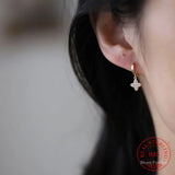 925 Sterling Silver Cz Cross Flower Earrings Women Jewelry Wedding Party Gift