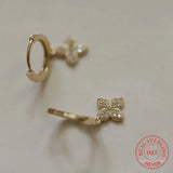 925 Sterling Silver Cz Cross Flower Earrings Women Jewelry Wedding Party Gift